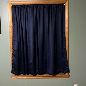 Curtain panel set for 1 window, navy blue, each side is approximately 53” x 53”
